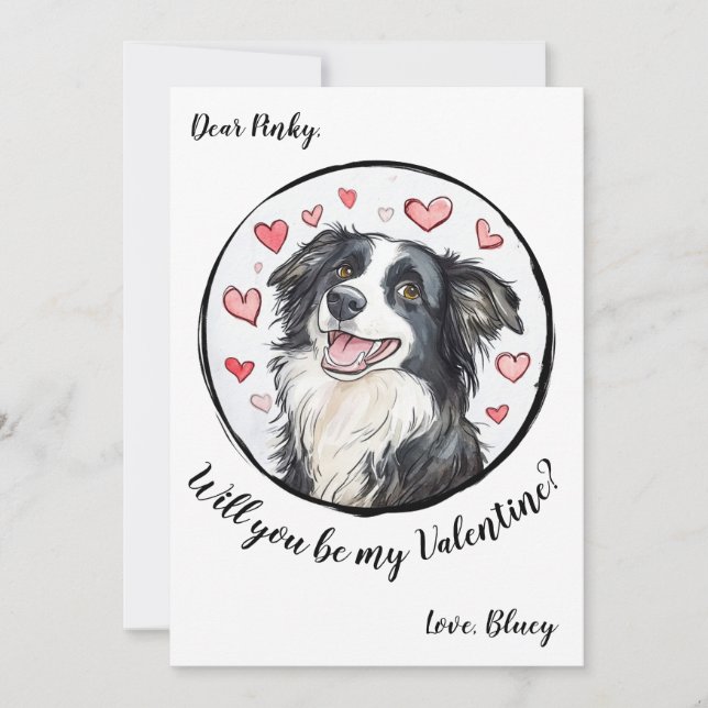 Customisable Valentine's Day card Border Collie (Front)