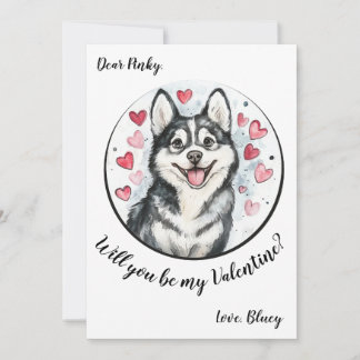 Customisable Valentine's Day card Husky