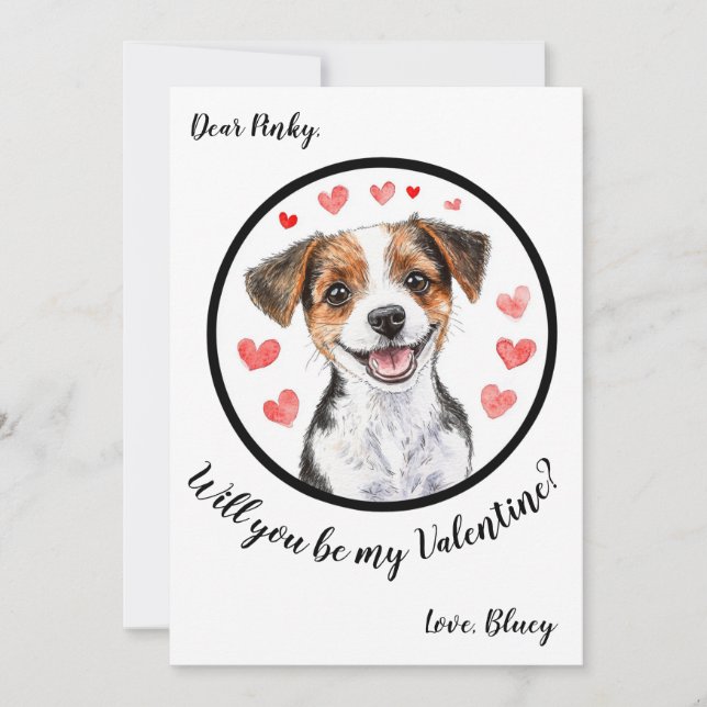 Customisable Valentine's Day card Jack Russel  (Front)