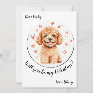 Customisable Valentine's Day card Poodle