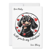 Customisable Valentine's Day card with Dachshund 