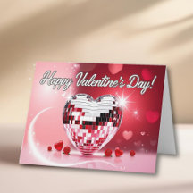 Customisable Valentine's Day Disco Ball Card