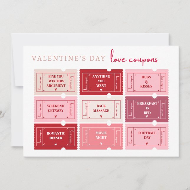 Customisable Valentine's Day Gift Coupon Card  (Front)