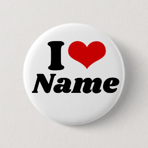 Customisable Valentines Day I love Heart Custom 6 Cm Round Badge