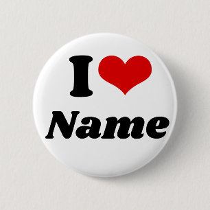 Customisable Valentines Day I love Heart Custom 6 Cm Round Badge