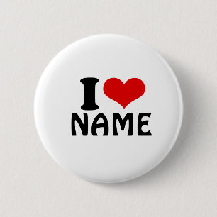 Customisable Valentines Day I love Heart Custom 6 Cm Round Badge