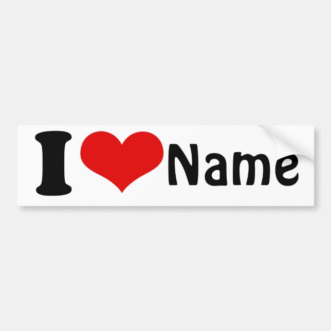 Customisable Valentines Day I love Heart Custom Bumper Sticker (Front)