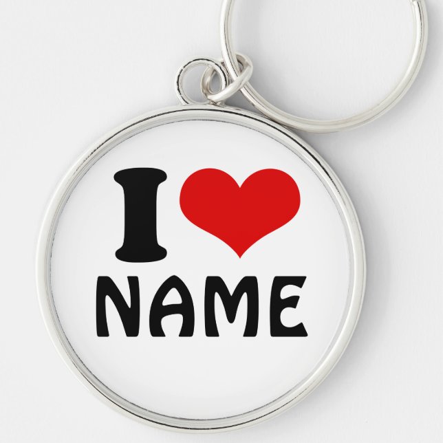 Customisable Valentines Day I love Heart Custom Key Ring (Front)