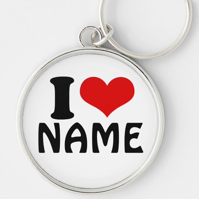 Customisable Valentines Day I love Heart Custom Key Ring (Front)