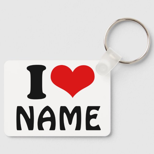 Customisable Valentines Day I love Heart Custom Key Ring (Front)
