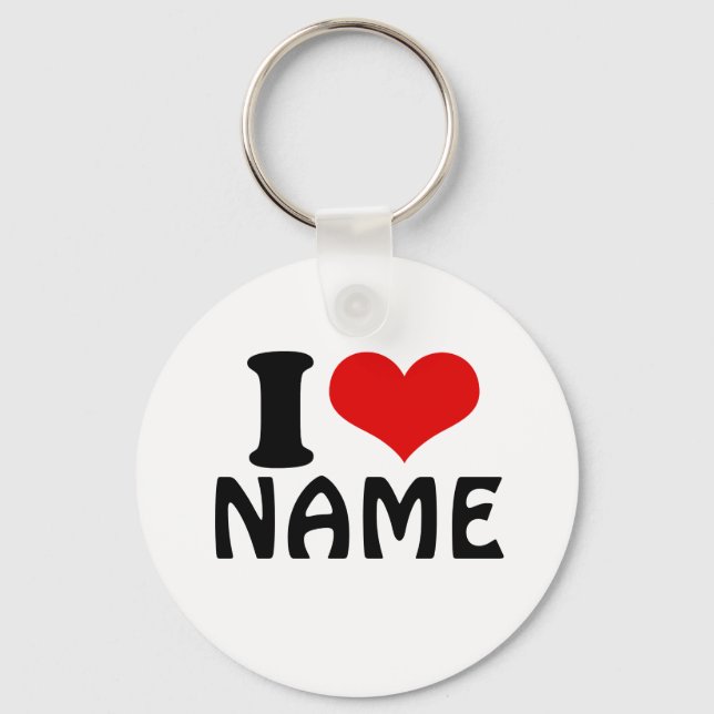 Customisable Valentines Day I love Heart Custom Key Ring (Front)