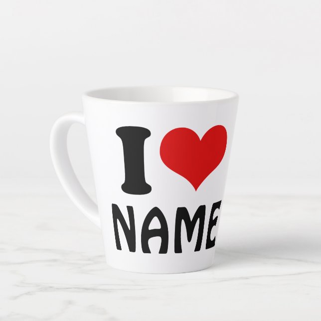 Customisable Valentines Day I love Heart Custom Latte Mug (Left Angle)