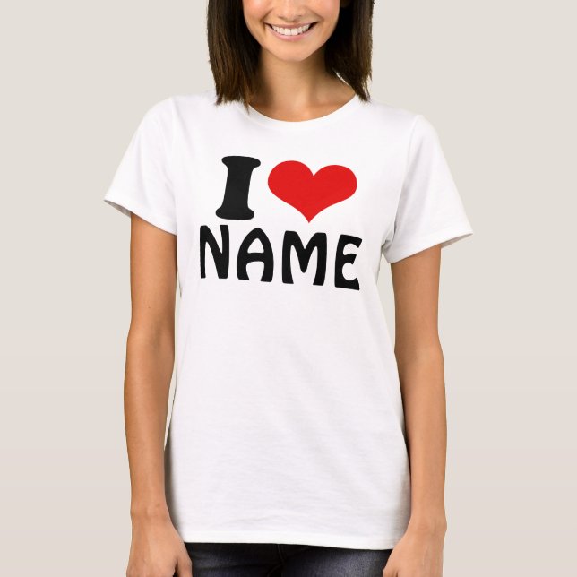 Customisable Valentines Day I love Heart Custom T-Shirt (Front)