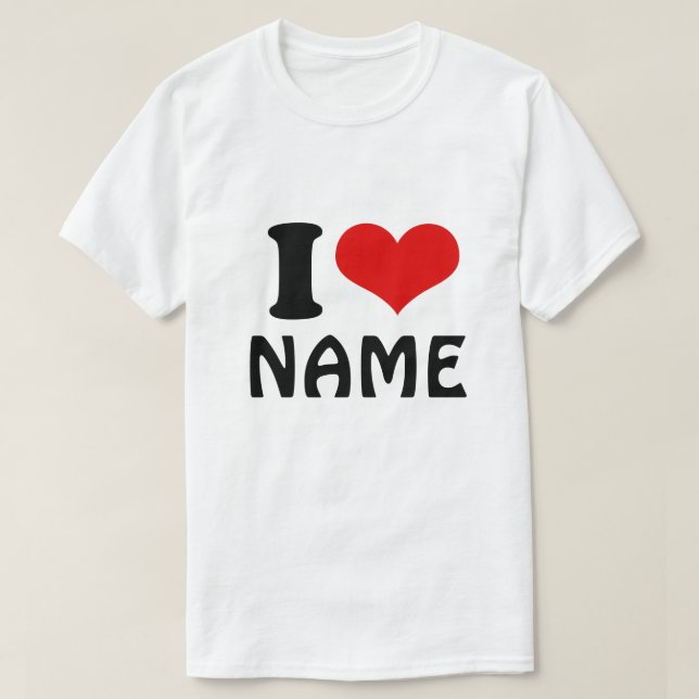 Customisable Valentines Day I love Heart Custom T-Shirt (Design Front)