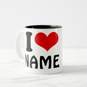 Customisable Valentines Day I love Heart Custom Two-Tone Coffee Mug
