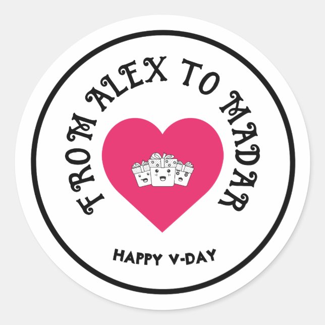Customisable Valentine's Day Stickers - Happy Vale (Front)
