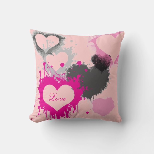 Customisable Valentine's Day Toss Pillow - Hearts (Front)