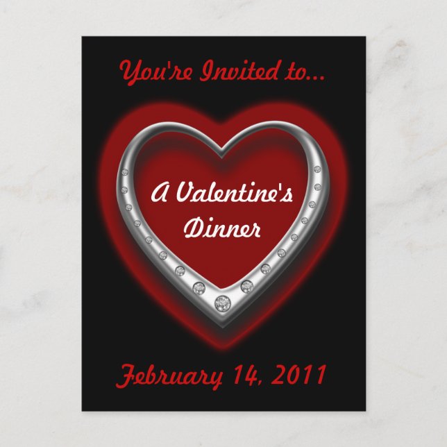 Customisable Valentines Dinner Postcard Invite (Front)
