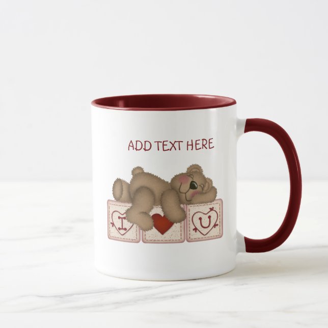 Customisable Valentine's I Love You Teddy Bear Mug (Right)