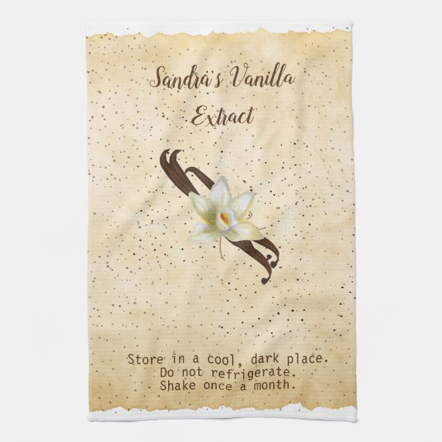 Customisable Vanilla Extract Kitchen Towel (Vertical)