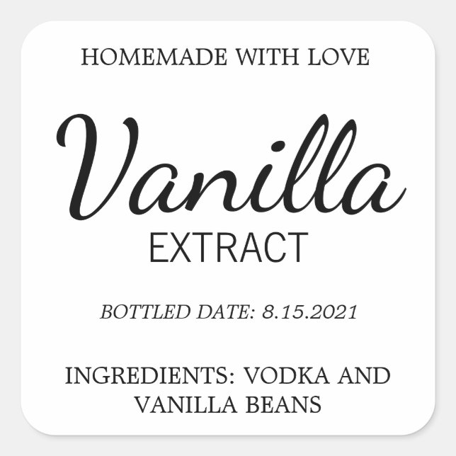 Customisable Vanilla Extract Label DS_01sq (Front)