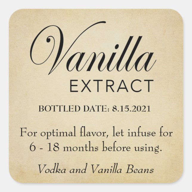 Customisable Vanilla Extract Label VE007_03sqcus (Front)