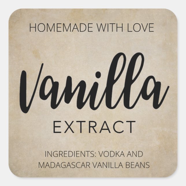 Customisable Vanilla Extract Labels VE001_04sqcust (Front)
