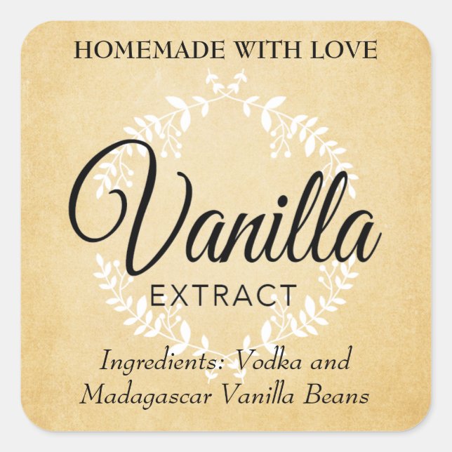 Customisable Vanilla Extract Labels VE025_01sq (Front)