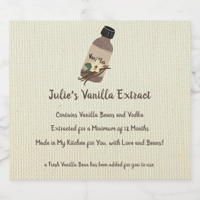 Customisable Vanilla Extract Maker Labels (Single Label)