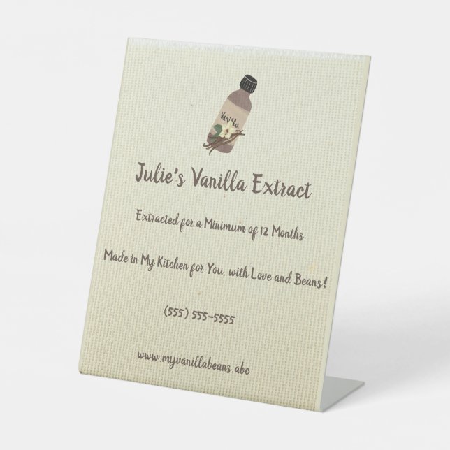 Customisable Vanilla Extract Maker Market Pedestal Sign (Front)