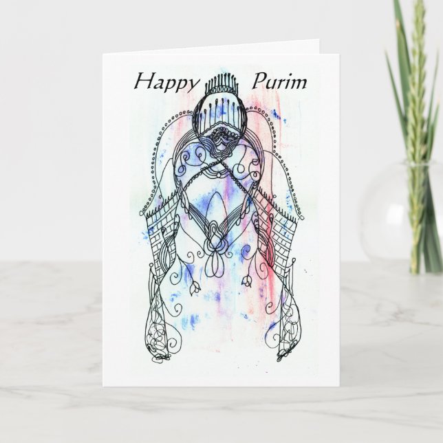 Customisable Vashti Fine Art Feminist Purim Card (Front)