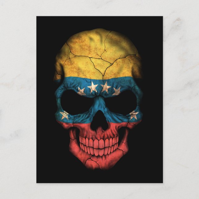 Customisable Venezuelan Flag Skull Postcard (Front)