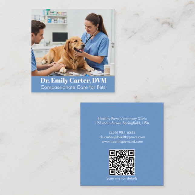 Customisable Veterinarian Business Card - QR Code (Front/Back)