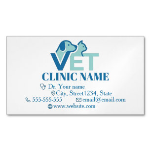 Customisable Veterinary Business Card Magnet Blue