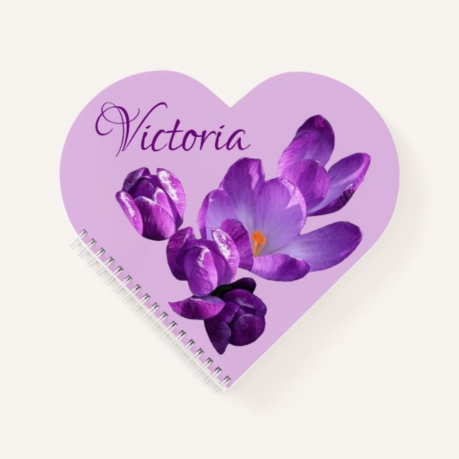 Customisable Victoria name purple crocus floral  Notebook (Front)
