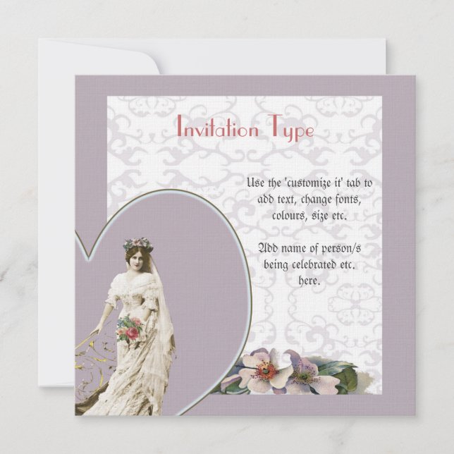 Customisable vintage bride wedding set - templates (Front)