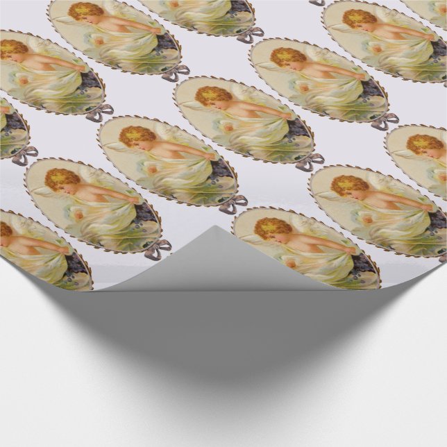 Customisable Vintage Cherubs Wrapping Paper (Corner)
