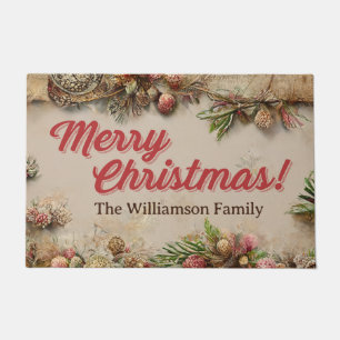 Customisable Vintage Christmas Antique Holiday Doormat