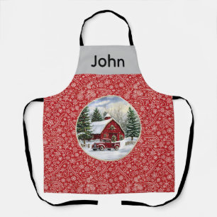 Customisable Vintage Country Christmas Apron