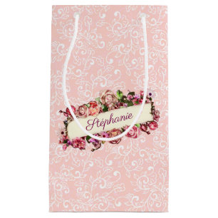 Customisable Vintage Cute Girly Floral Bridesmaid Small Gift Bag