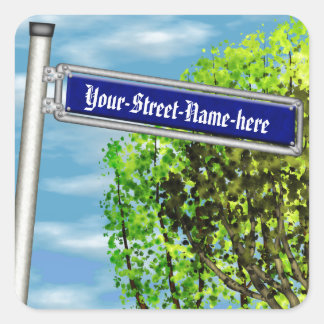 Customisable vintage German street sign - Square Sticker