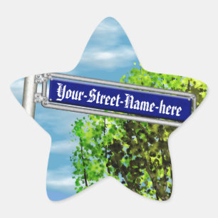 Customisable vintage German street sign - Star Sticker