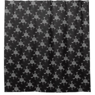 Customisable Vintage Haeckel on Black Shower Curtain