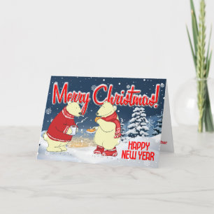 Customisable Vintage Holiday Bears Christmas Card