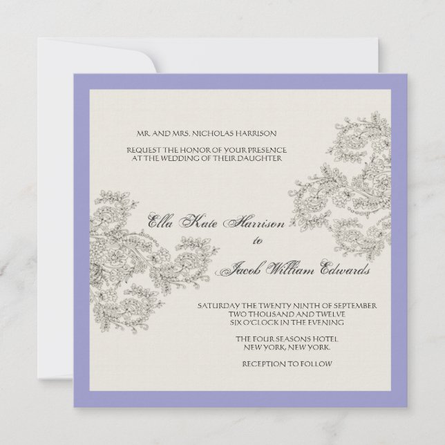 Customisable Vintage Inspired Wedding Invite (Front)