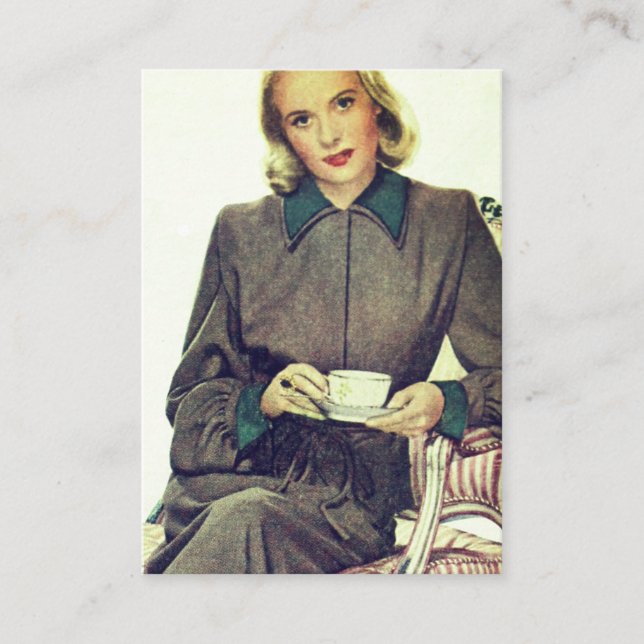 Customisable Vintage Mid-Century Fashion Coffee Business Card (Front)