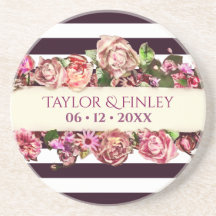 Customisable Vintage Modern Floral Striped Wedding