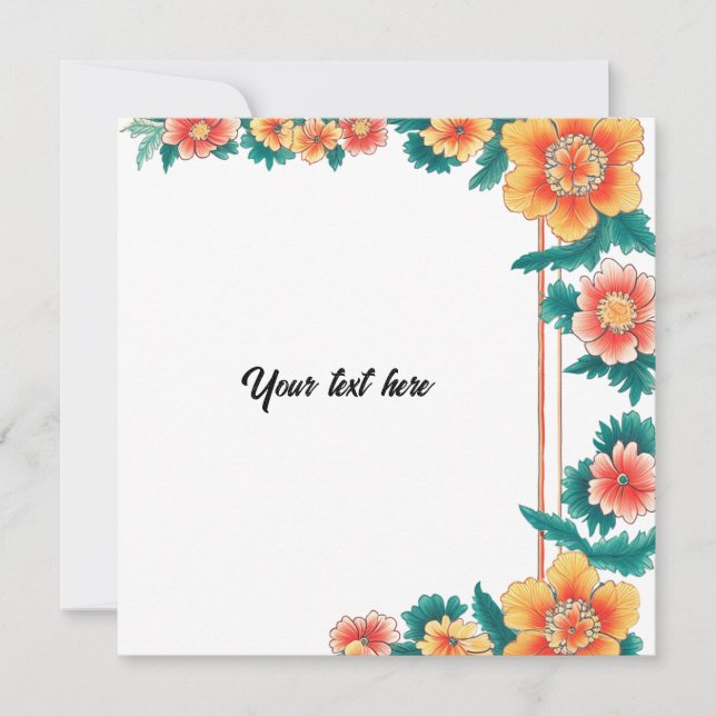Customisable Vintage Orange Blossom Frame Card (Front)
