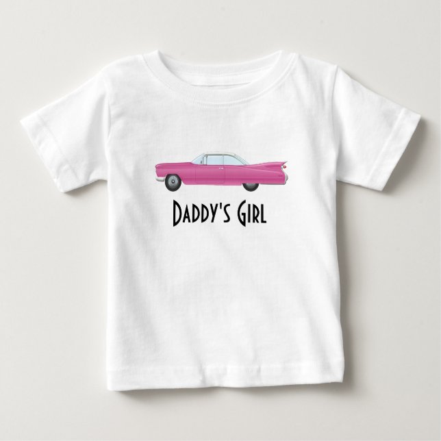 Customisable Vintage Pink Car Trendy Baby T-Shirt (Front)