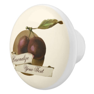 Customisable Vintage Plums Retro Fruit Old School Ceramic Knob